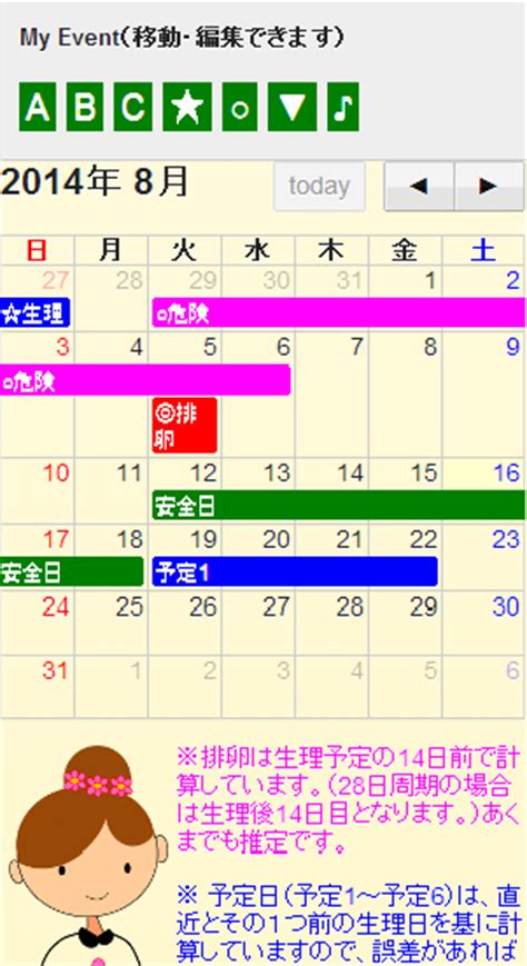 安全日・危険日・生理日自動計算ツール～安全日危険日とは？